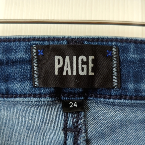 Paige Hoxton Classic Medium Wash High Waisted Ankle Cropped Skinny Jeans 24 - Picture 8 of 14